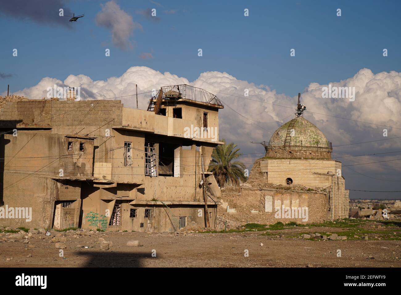 View of the damaged mosque.The Umayyad Mosque (Al-Masfe) which is ...