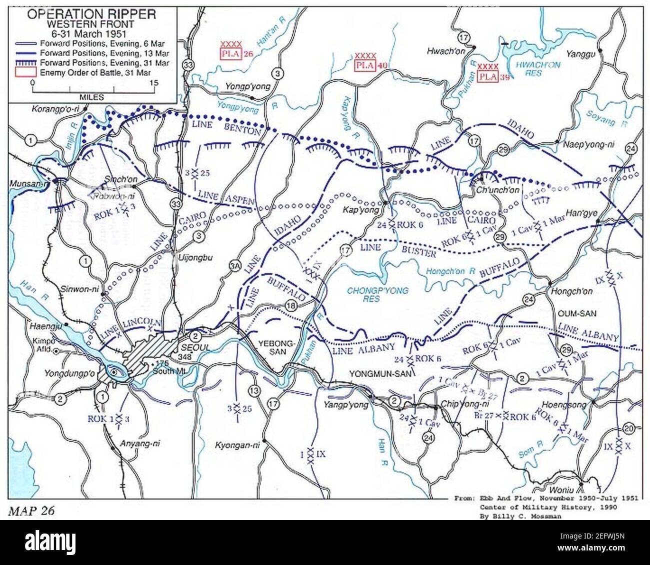 Operation Ripper western front map. Stock Photo