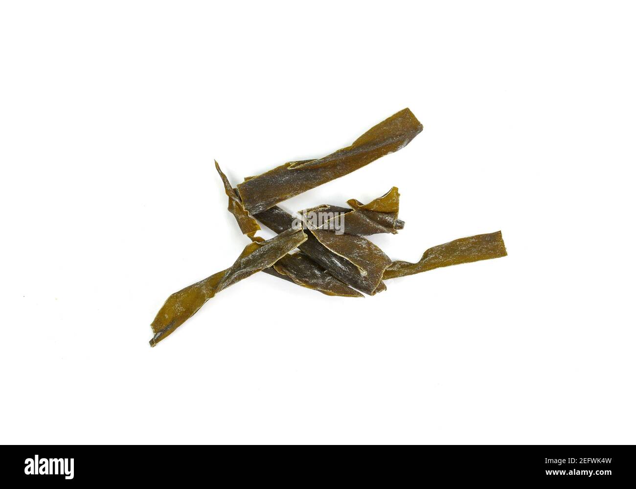 Dried kombu seaweed Japanese dry kelp isolated on white background
