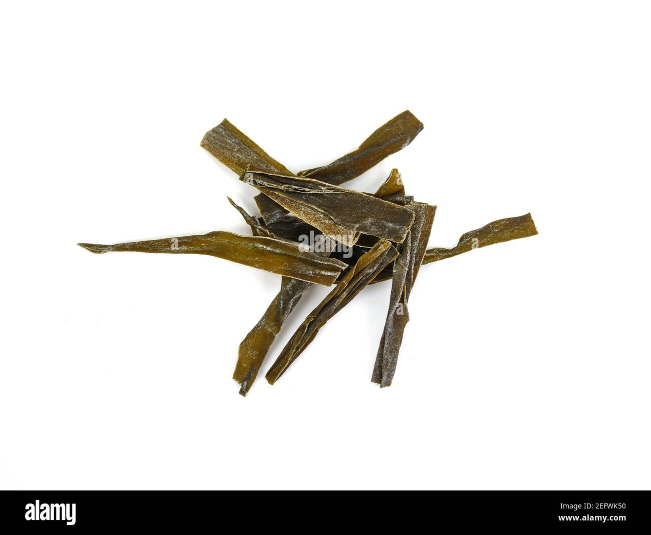 Dried kombu seaweed Japanese dry kelp isolated on white background