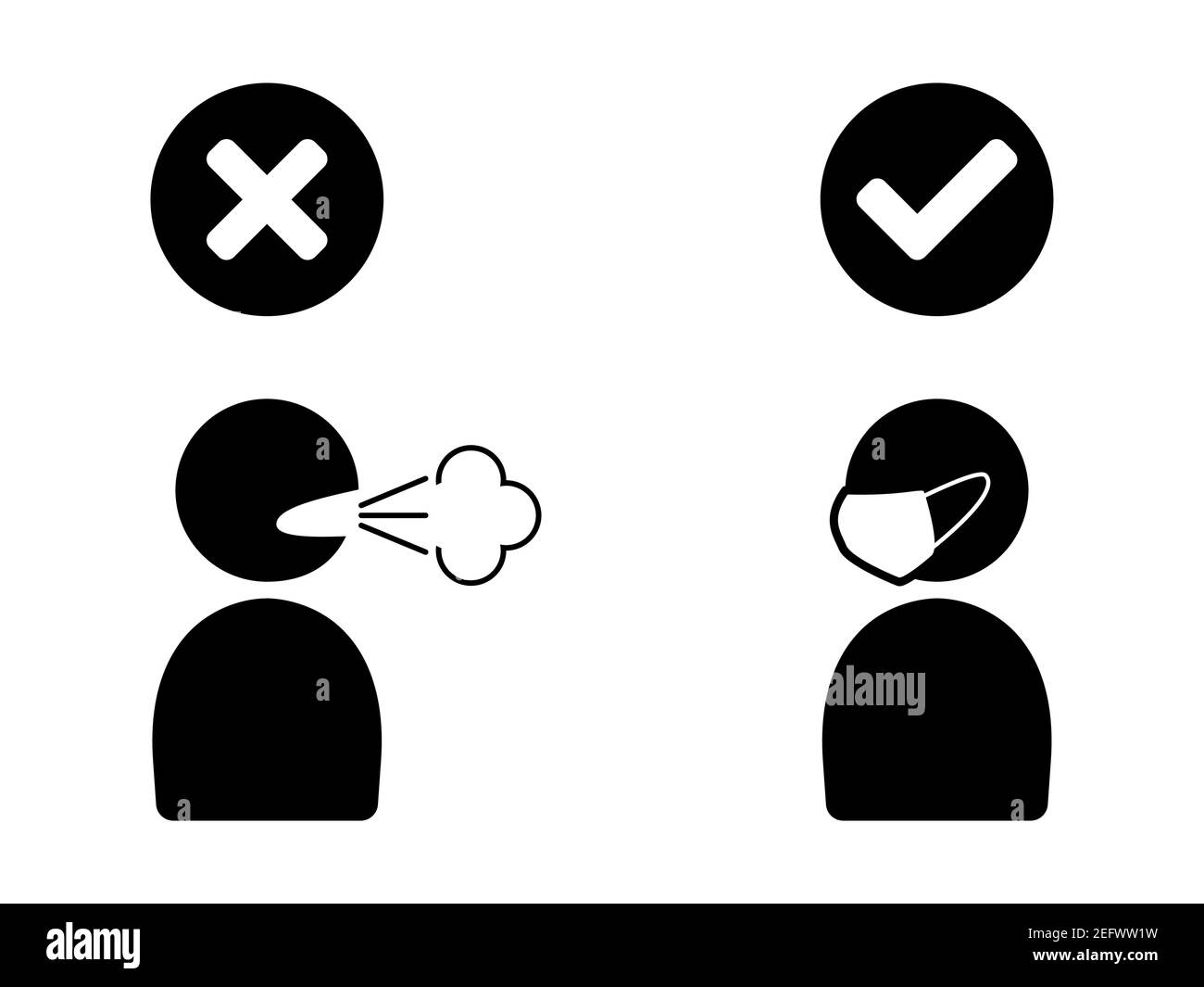 No Face Mask No Entry Sign showing Person Coughing or Sneezing without