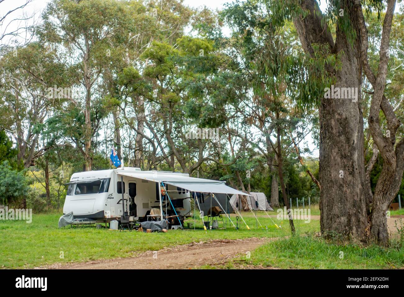 Caravan Camping in Australian Bush Stock Photo - Alamy