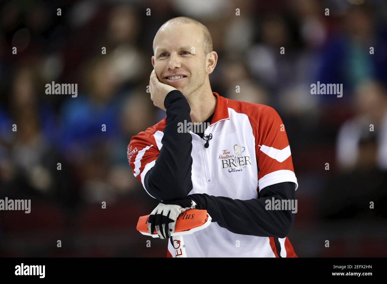 Team Canada skip Pat Simmons looks on during his team's draw against Team British Columbia at the Brier curling championships in Ottawa, Canada, March 8, 2016. REUTERS/Chris Wattie   Picture Supplied by Action Images Stock Photo