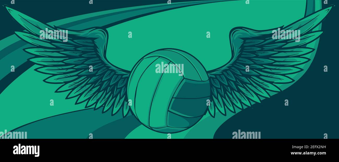 volleyball ball logo with long wings vector Stock Vector Image & Art