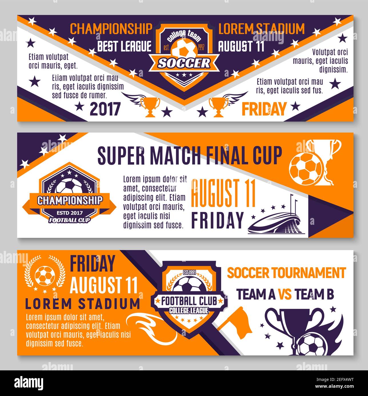Soccer game match or football final cup championship banners templates Soccer game match or football final cup championship banners templates