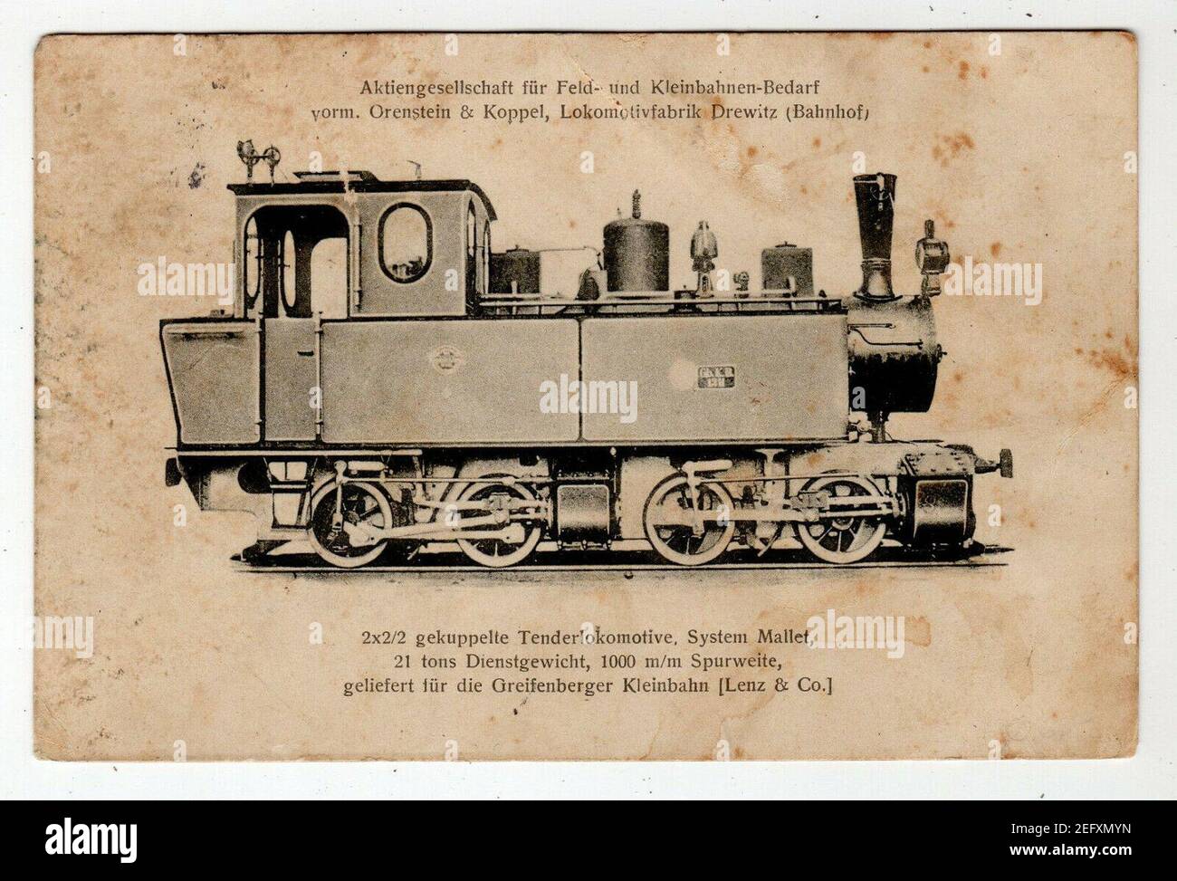 Orenstein & Koppel 2x2-2 gekuppelte Tenderlokomotive, System