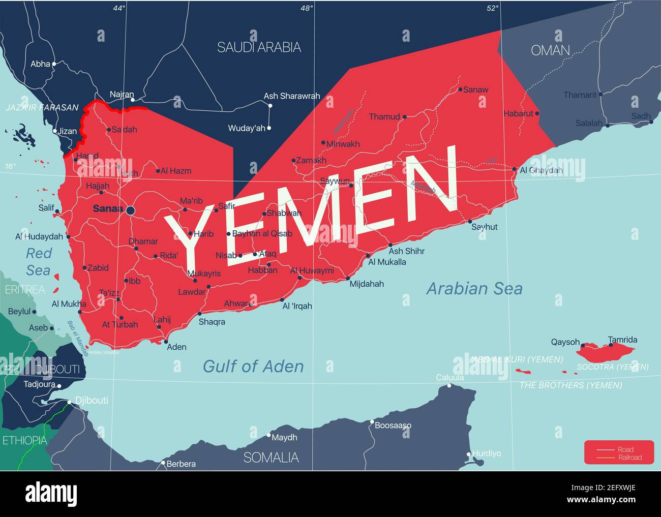 Yemen Country Detailed Editable Map With Regions Cities And Towns Yemen Country Detailed Editable Map With Regions Cities And Towns Roads And Railways Geographic Sites Vector Eps 10 File 2EFXWJE 