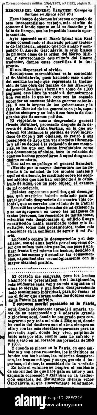 Oreste Baratieri (1895) il vincitore di Coatit Stock Photo - Alamy