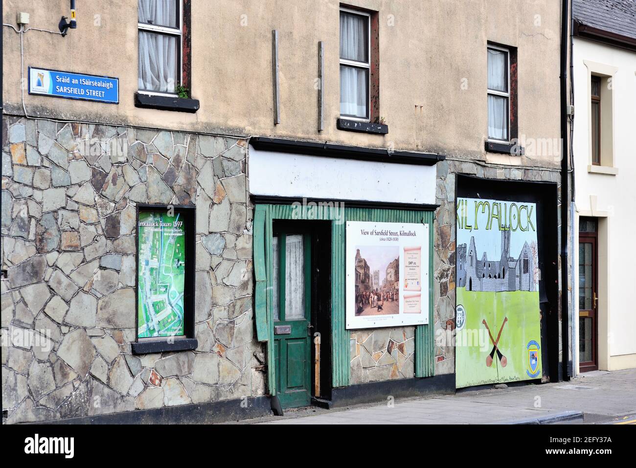 Kilmallock, County Limerick, Ireland. A segment of Sarsfield Street in the town of Kilmallock. Stock Photo