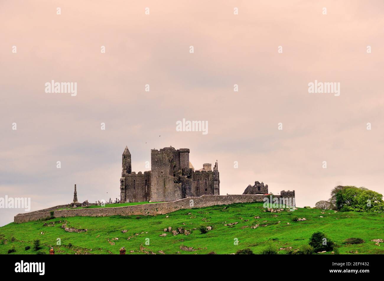 Cashel, County Tipperary, Ireland. The Rock of Cashel rising above the Irish countryside. Stock Photo