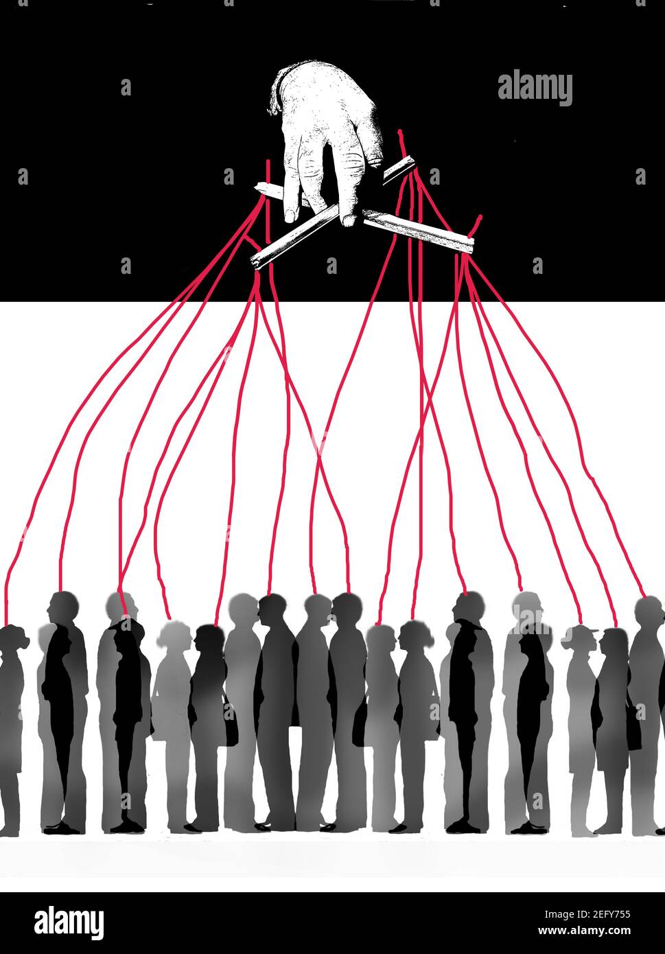 Man puppeteer manipulates people by controlling population with help of  threads. 24485230 PNG