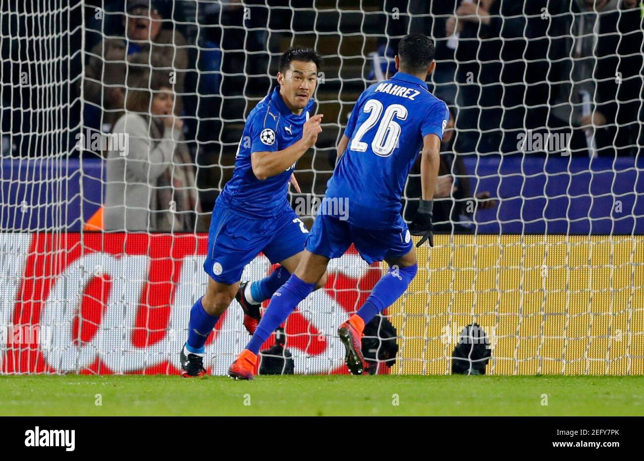 Britain Football Soccer Leicester City V Club Brugge Uefa Champions League Group Stage Group G King Power Stadium Leicester England 22 11 16 Leicester City S Shinji Okazaki Celebrates Scoring Britain Football Soccer Leicester City V Club Brugge Uefa Champions League Group Stage Group G King Power Stadium Leicester England 22 11 16 Leicester City S Shinji Okazaki Celebrates Scoring