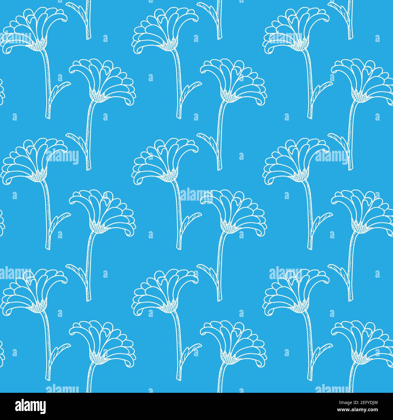 Seamless floral pattern with chrysanthemums over blue Stock Vector