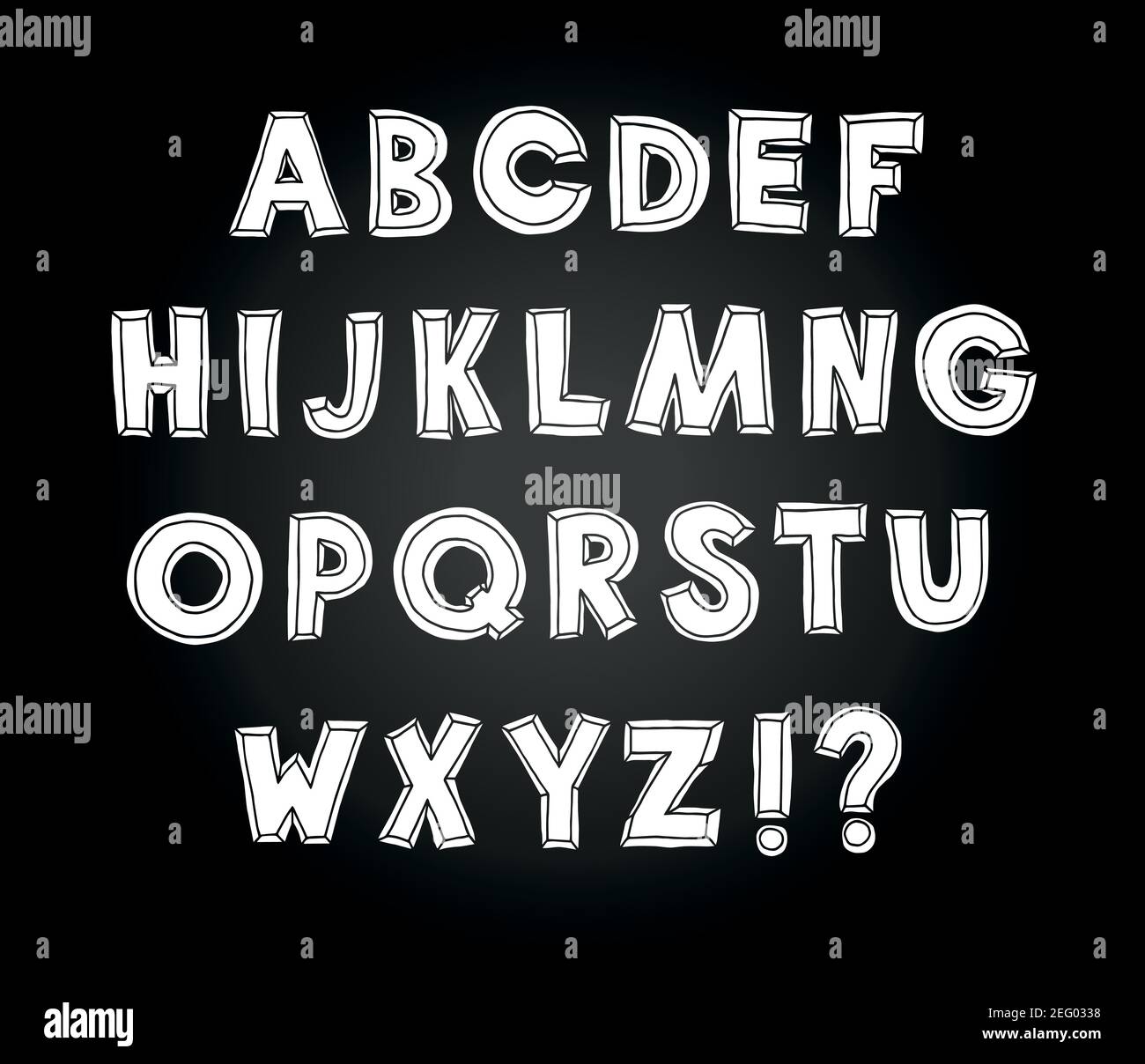 Hand Drawn Vector Typeface. Hand Made handwritten Alphabet. Decorative