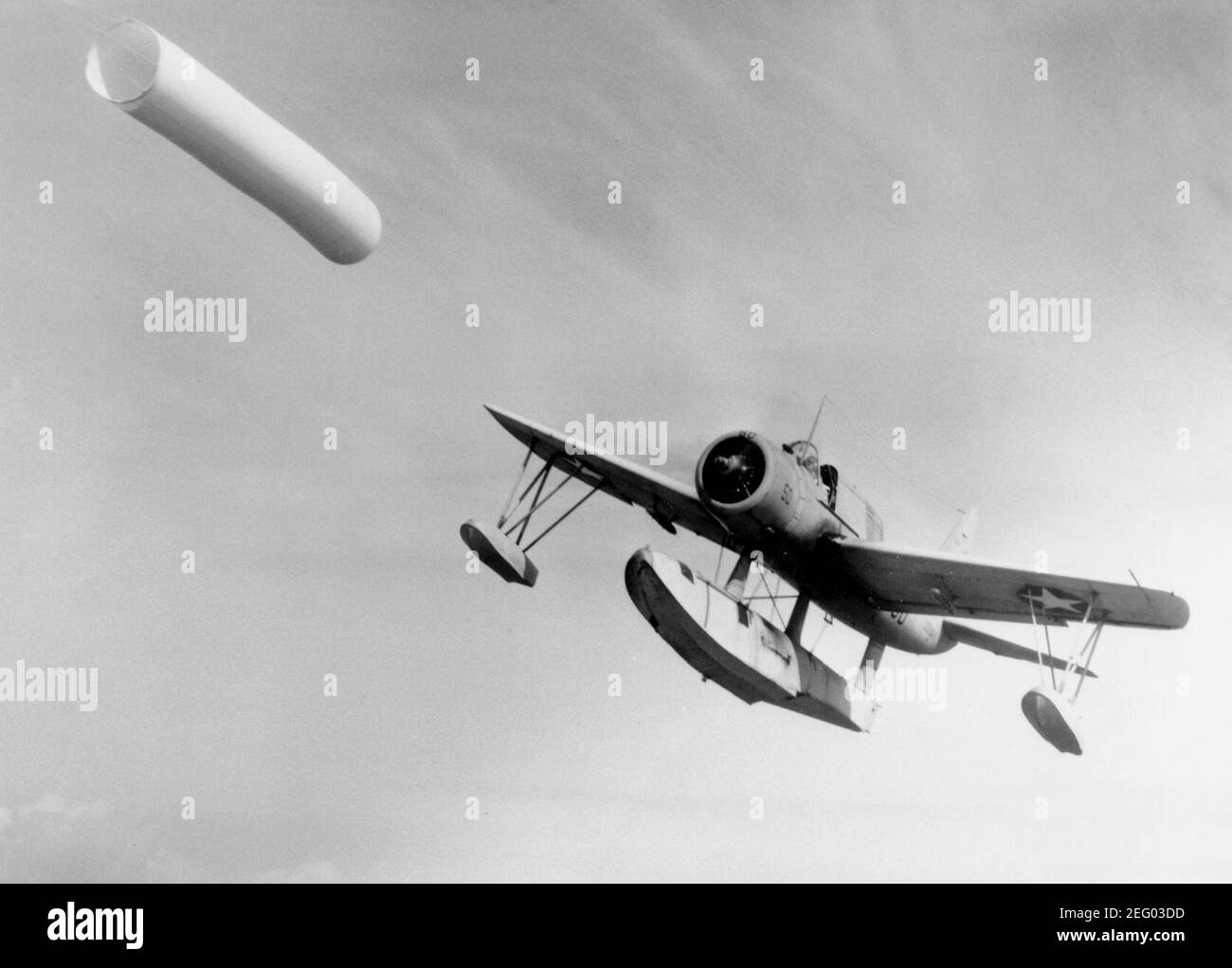 OS2U Kingfisher following aerial target 1943 Stock Photo Alamy