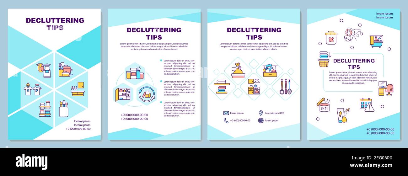 Decluttering tips brochure template Stock Vector