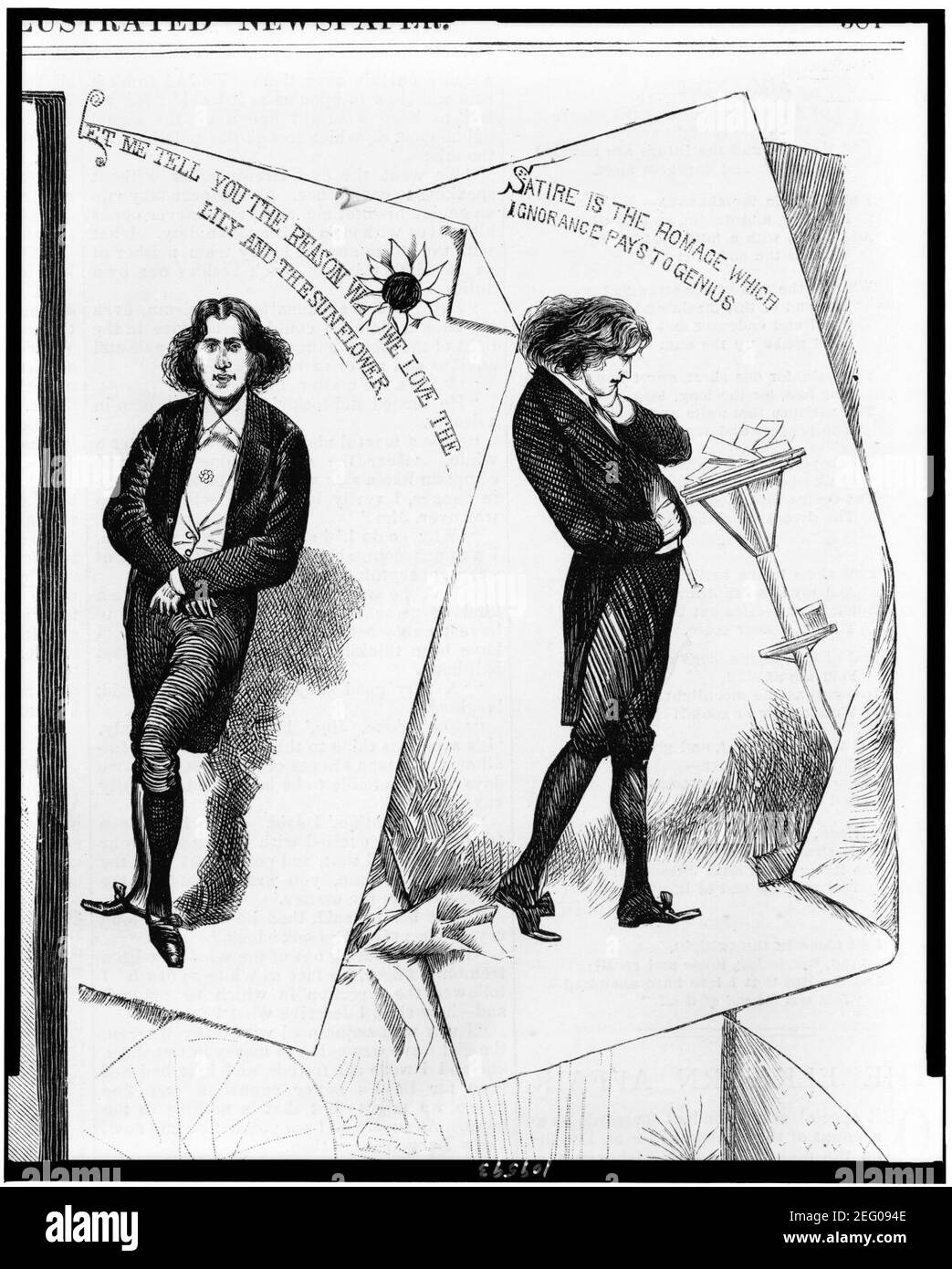 Oscar Wilde, the apostle of aestheticism - from sketches by a staff artist. Stock Photo