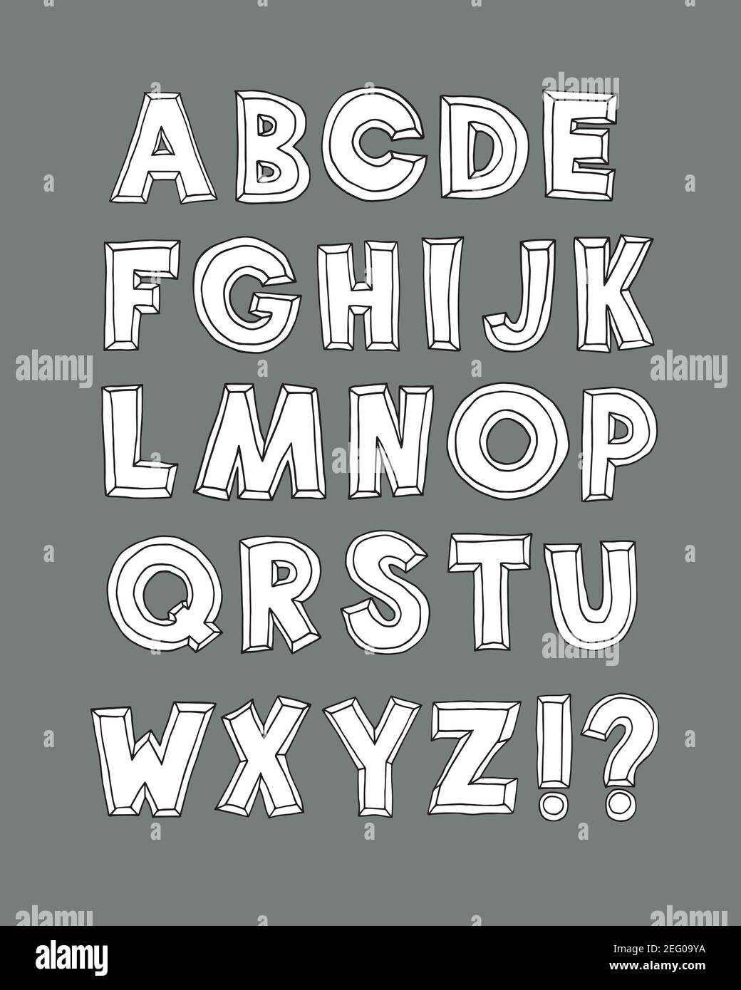 Hand drawn letters. Stylish font ABC in a linear sketch style