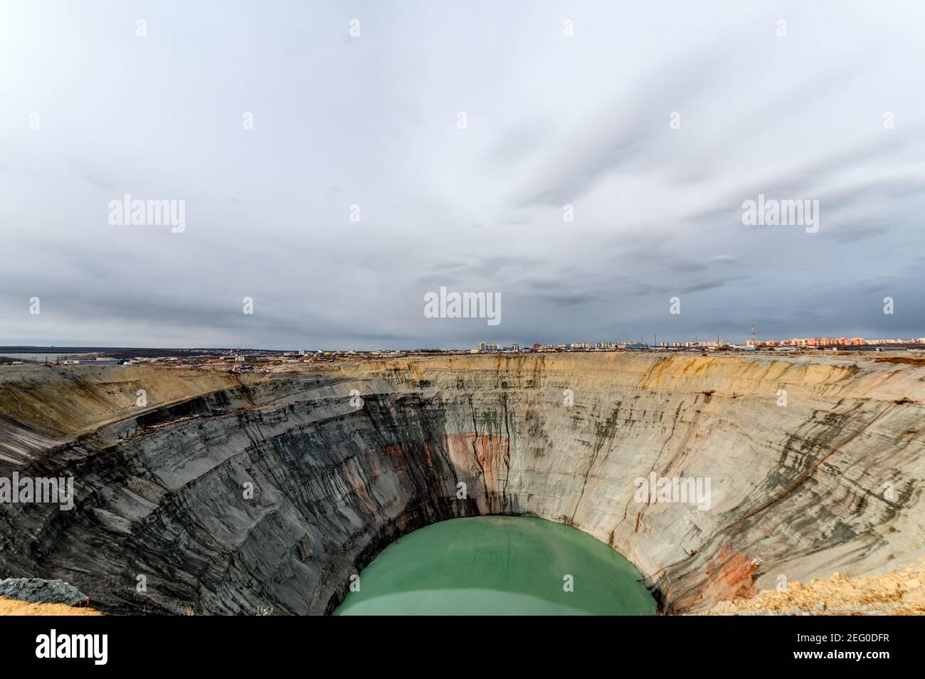 A non-operational diamond mine. Kimberlite pipe, Mirny Yakutia Stock Photo