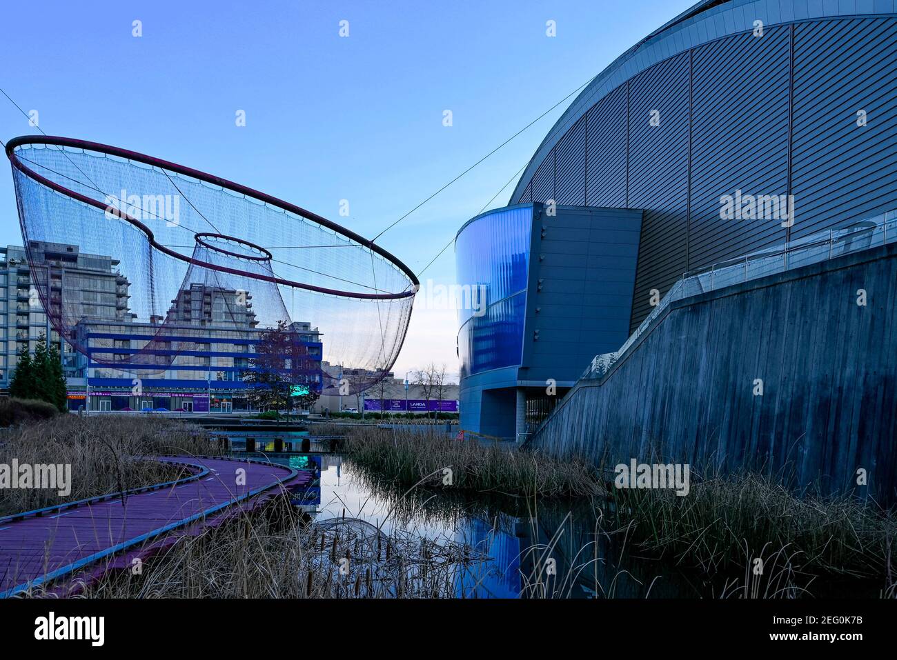 Art installation, Art installation, Richmond Olympic Oval, artist Janet Echelman, Richmond Olympic Oval, Richmond, British Columbia, Canada Stock Photo