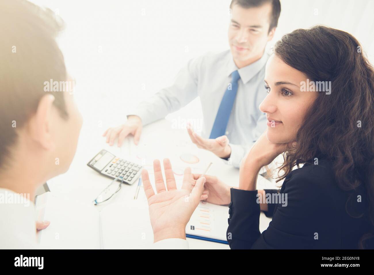 Business people discussing financial documents in the meeting Stock Photo