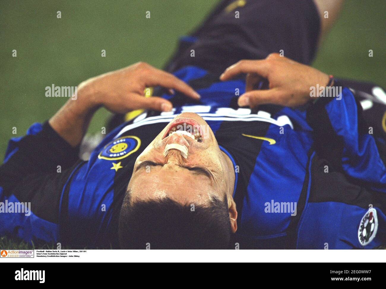 Football Italian Serie A Lazio V Inter Milan 1 01 Inter S Ivan Cordoba Lies Injured Mandatory Credit Action Images John Sibley Stock Photo Alamy