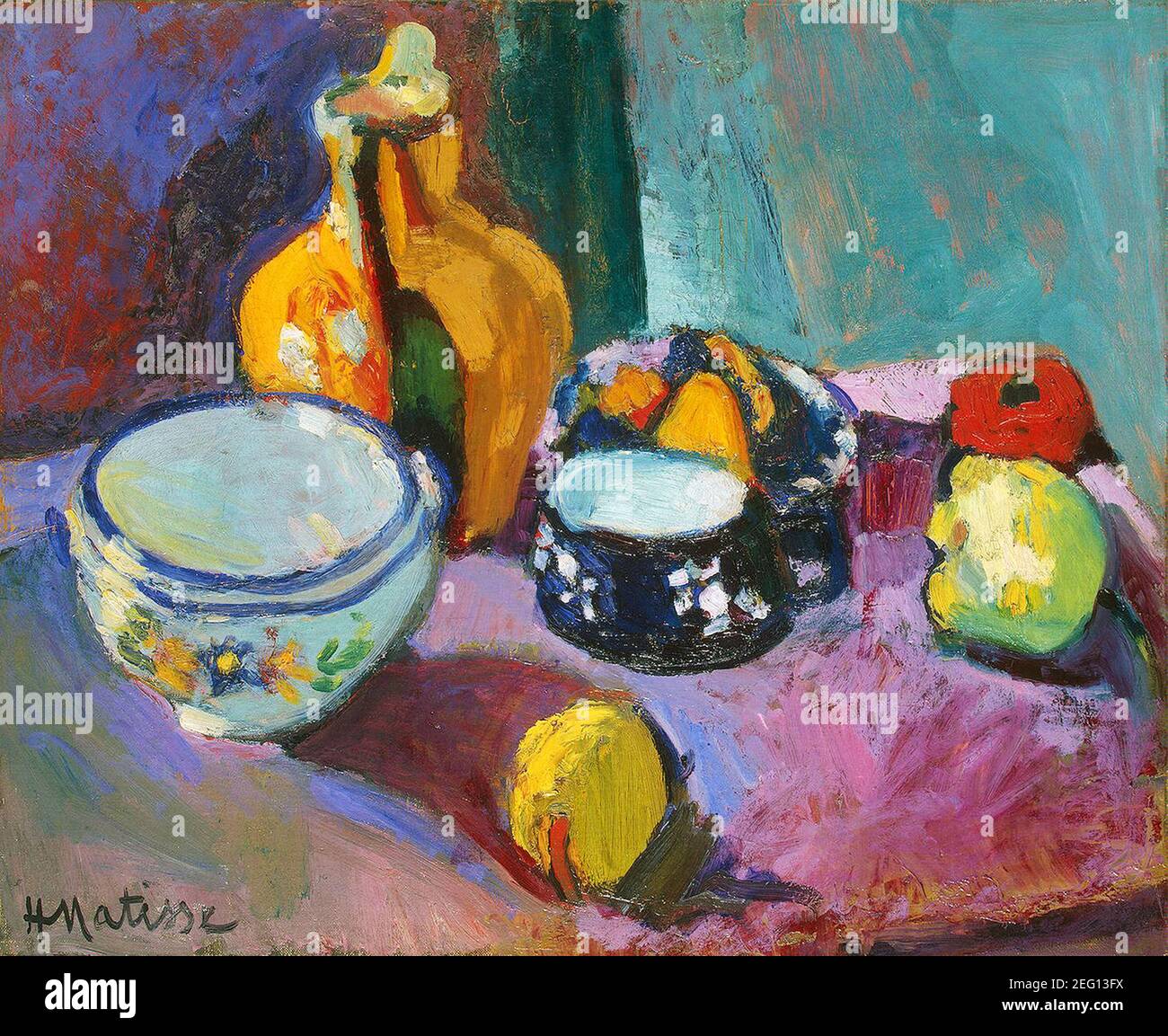 the Dishes And Fruits by Henri Matisse 1901. Hermitage Museum in Saint Petersburg, Russia Stock Photo