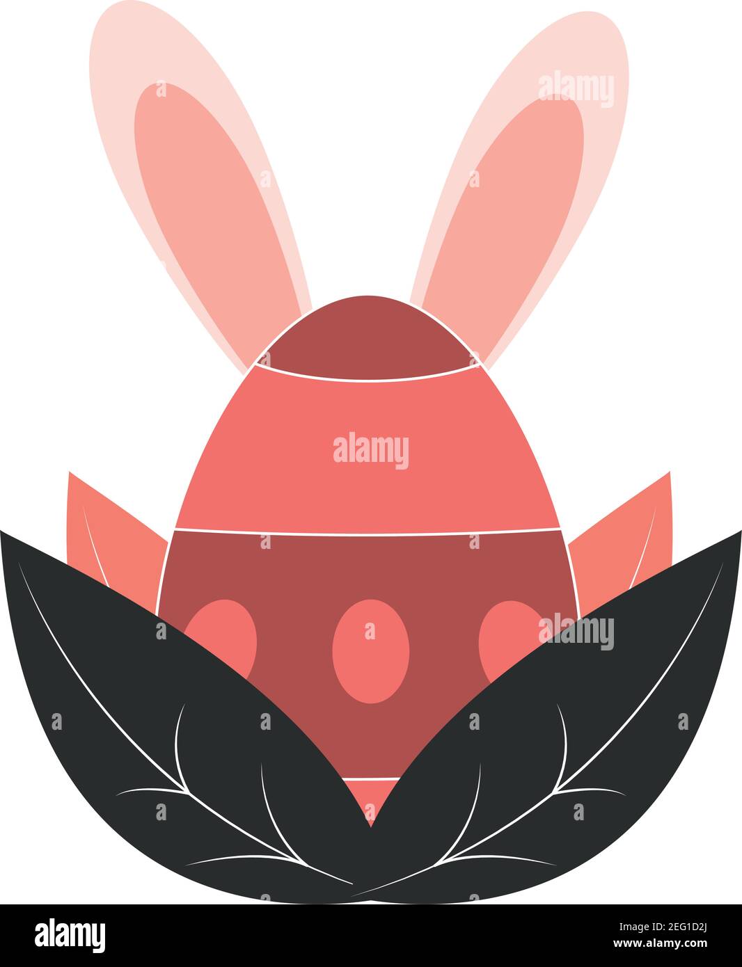 happy easter egg with ears and leafves decoration vector illustration ...