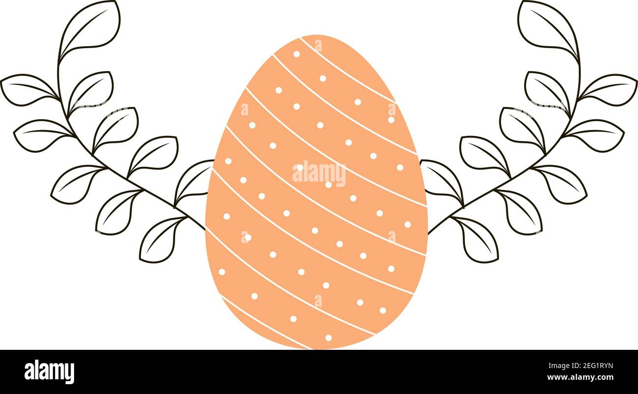 happy easter egg decoration with dots and leaves vector illustration ...