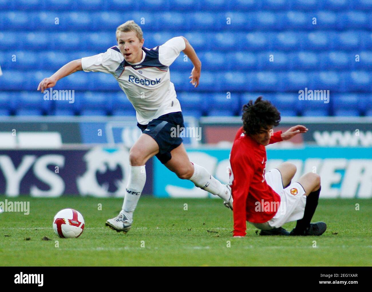 Football - Bolton Wanderers v Manchester United - Manchester Senior Cup  Final - The Reebok Stadium - 08/09 - 12/5/09 Bolton Wanderers' Aaron Mooy  (L) in action Mandatory Credit: Action Images / Craig Brough Stock Photo -  Alamy