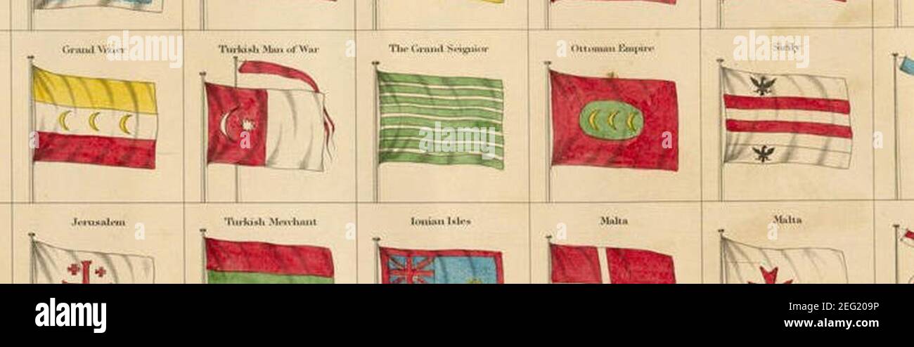Ottoman Empire - 1851 chart of maritime flags of the world by Charles ...