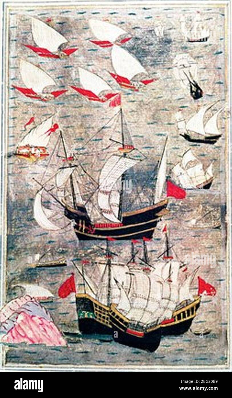 Ottoman fleet Indian Ocean 16th century Stock Photo Alamy
