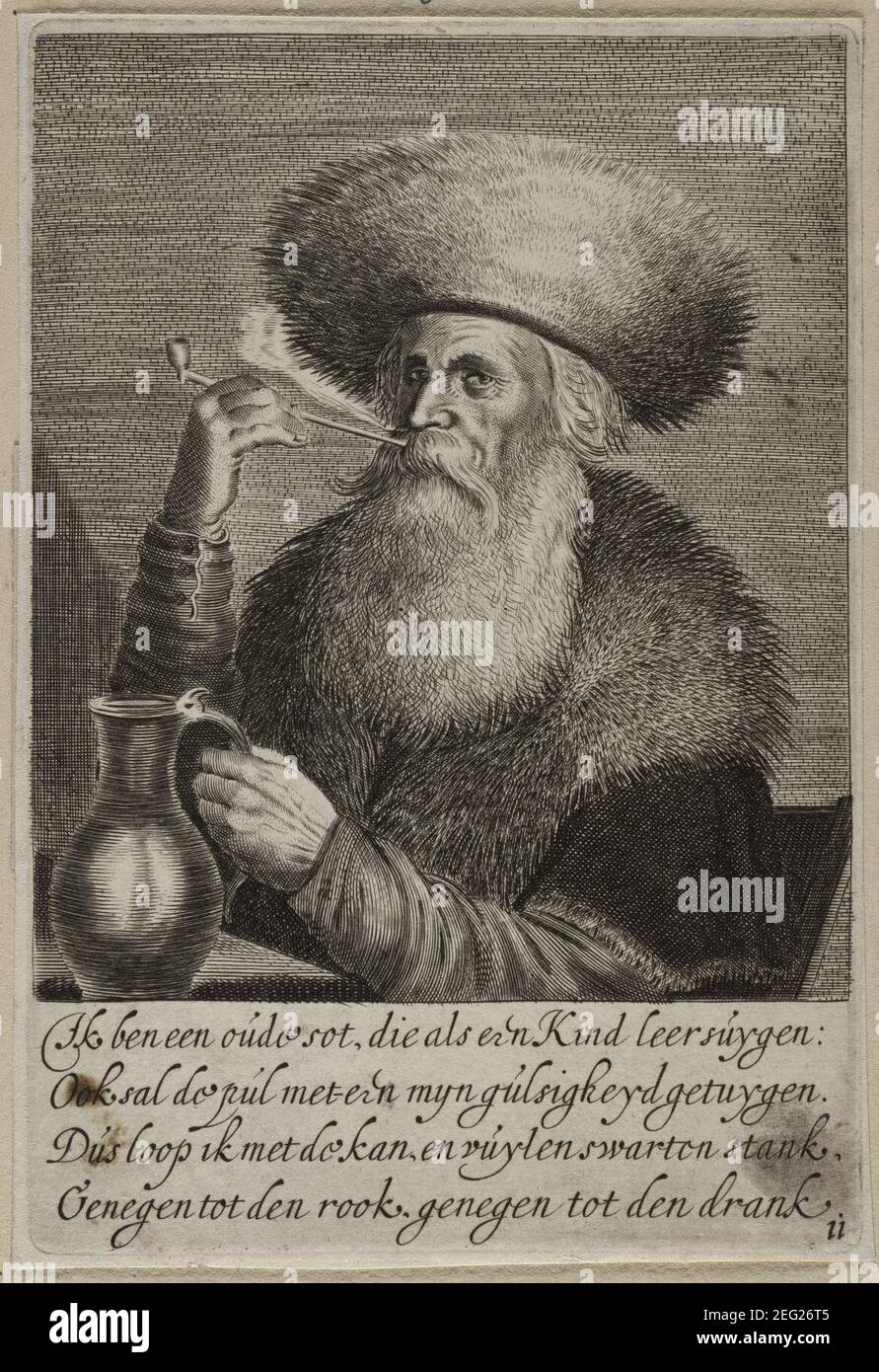 Oude Man Met Kruik En Pijp Stock Photo - Alamy