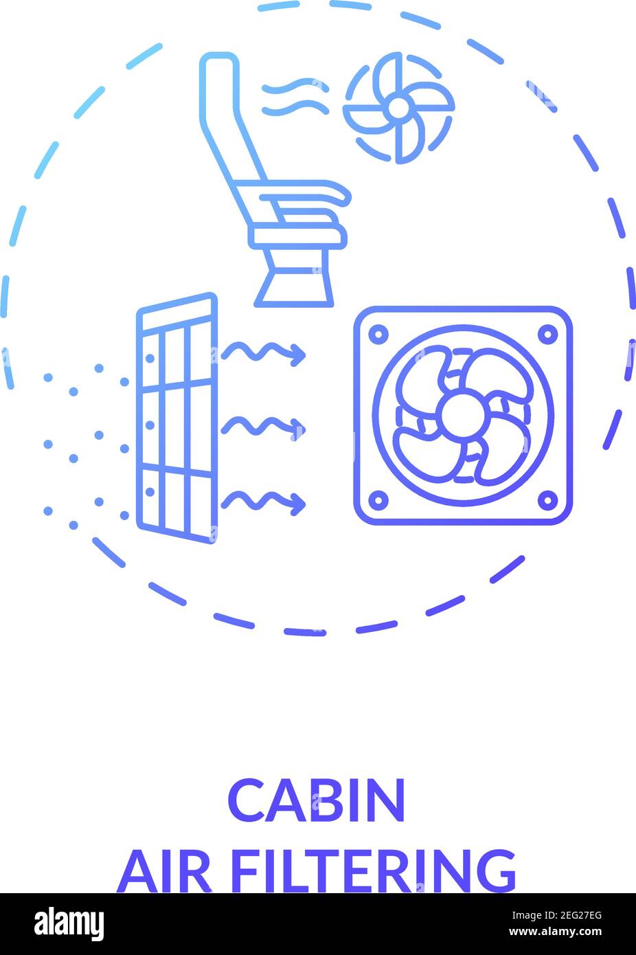 Cabin air filtering concept icon Stock Vector