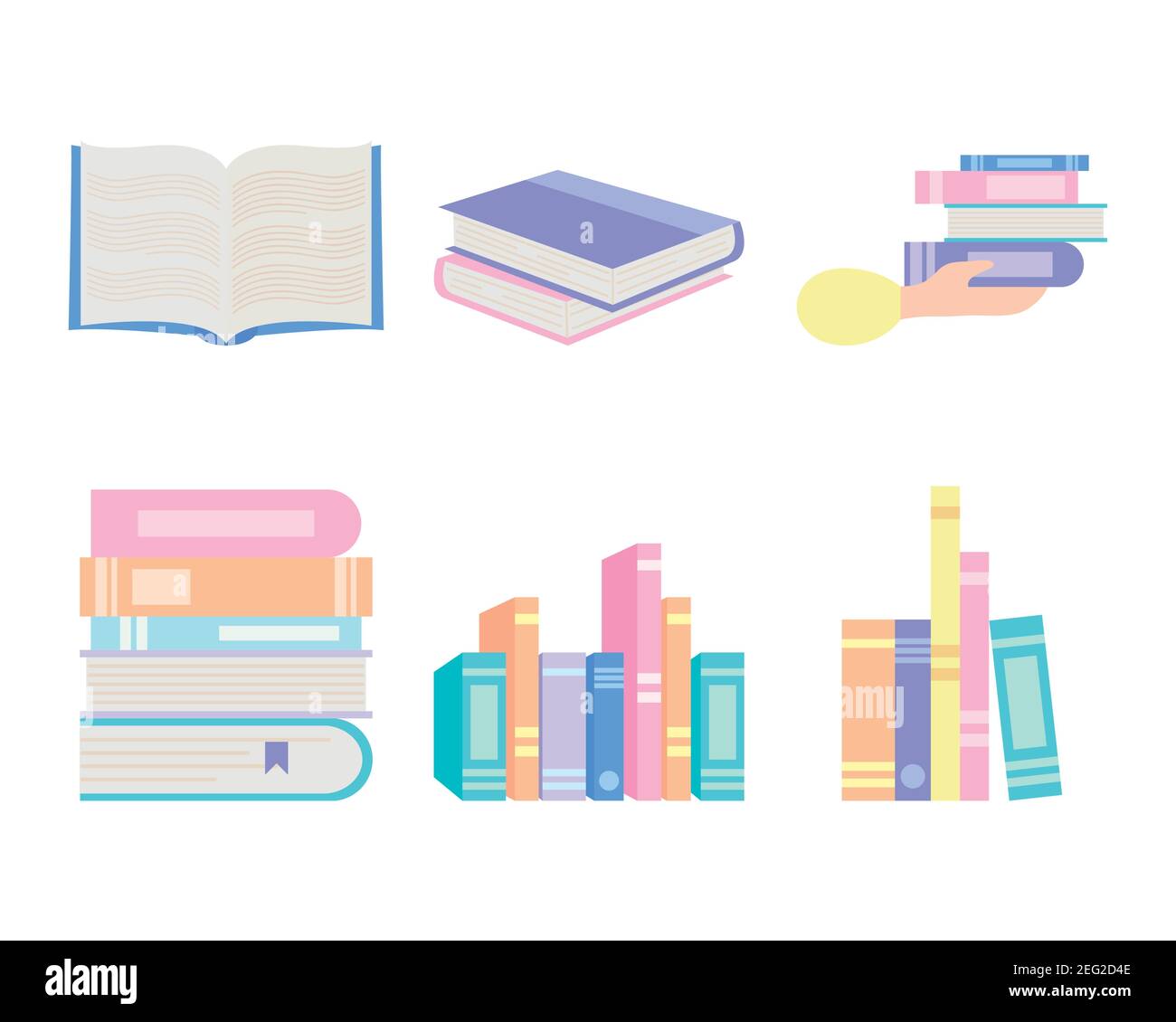 books icon set over white background, colorful design, vector