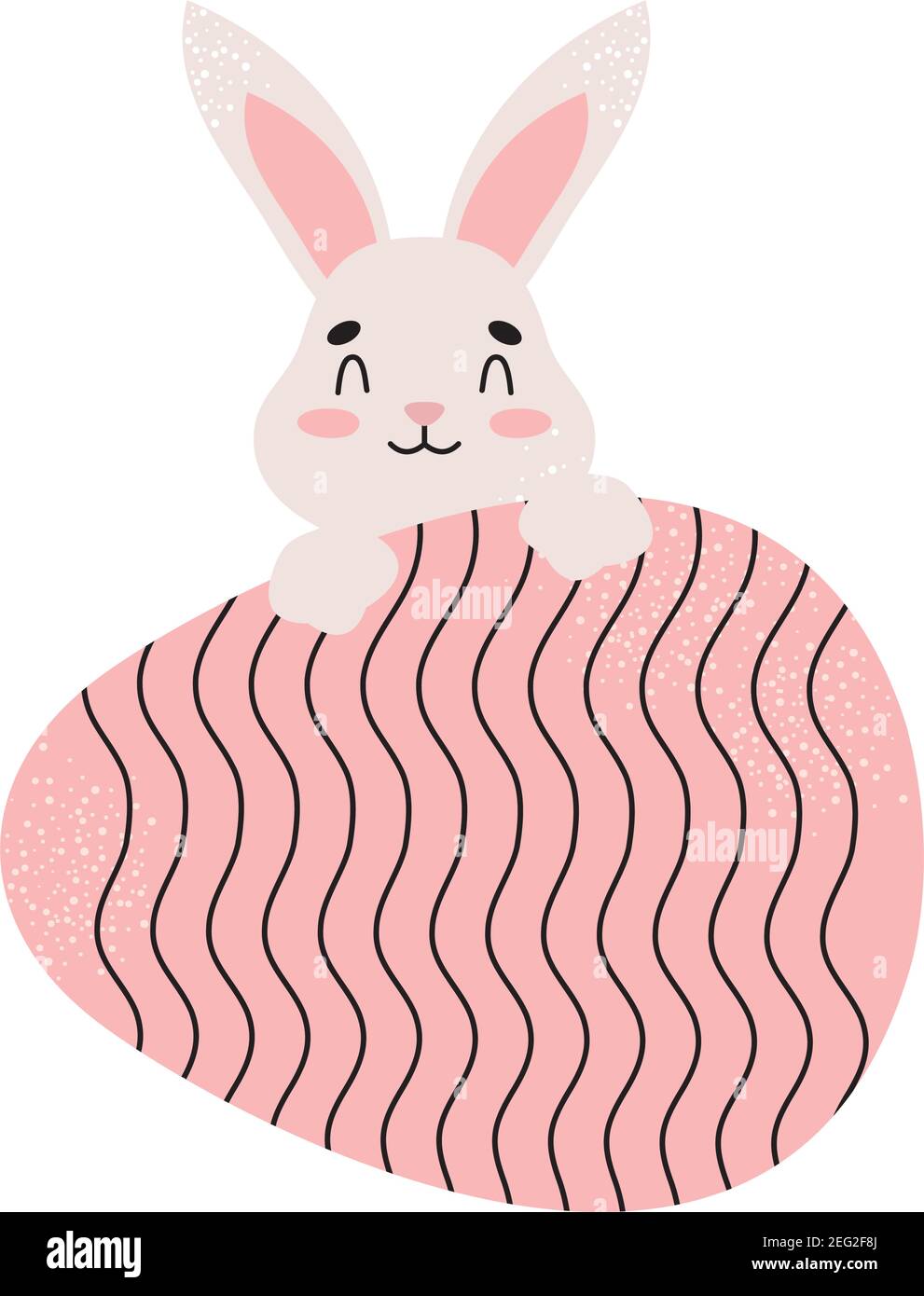 cute bunny with pink easter egg over white background, colorful design ...