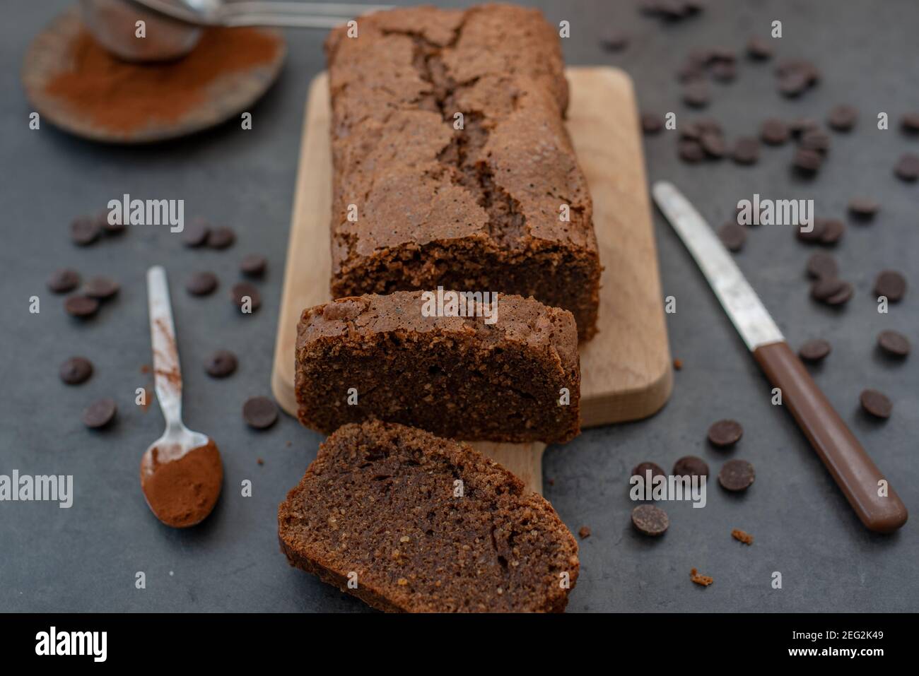sweet home made chocolate almond sponge cake Stock Photo Alamy