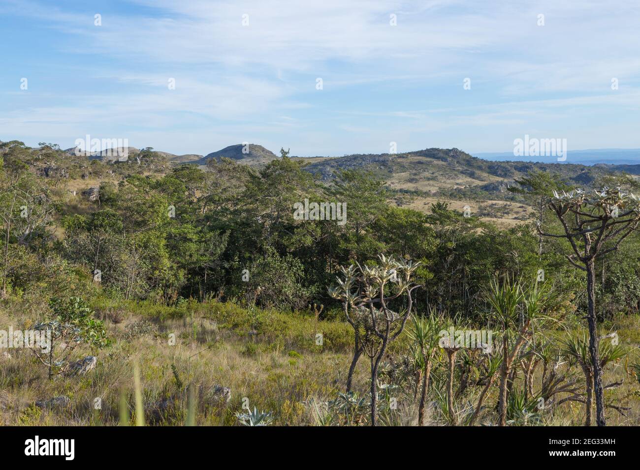 Landscape of the Morro do Camelinho close to the town of Gouveia in Minas Gerais, Brazil Stock Photo