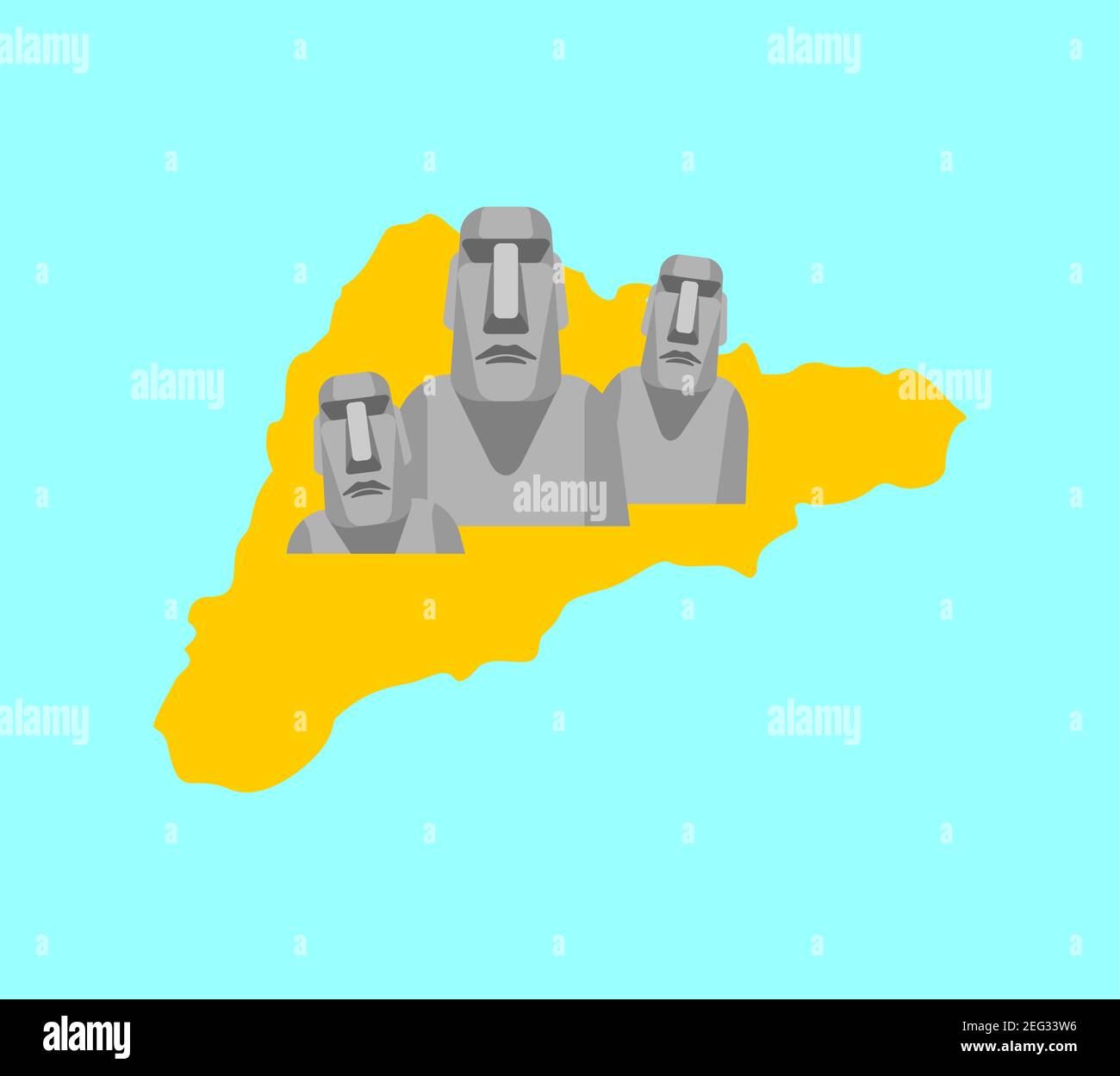 Premium Vector Illustration of Moai Statues on Easter Island