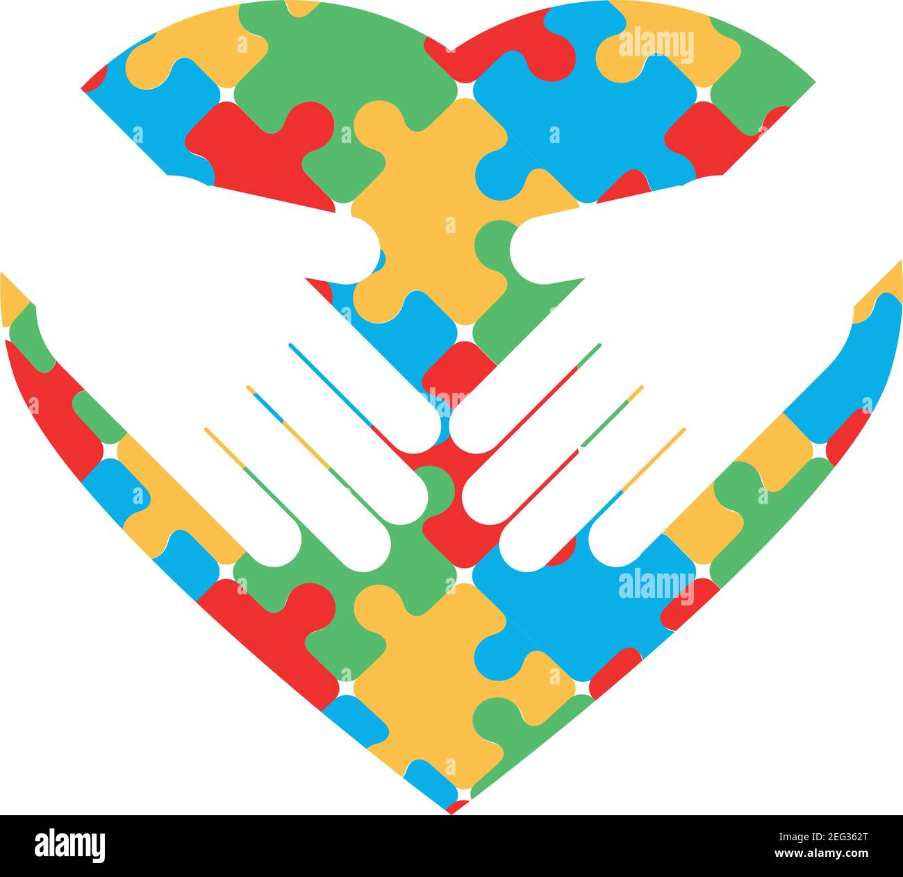 world autism day hands with puzzles shaped heart vector illustration
