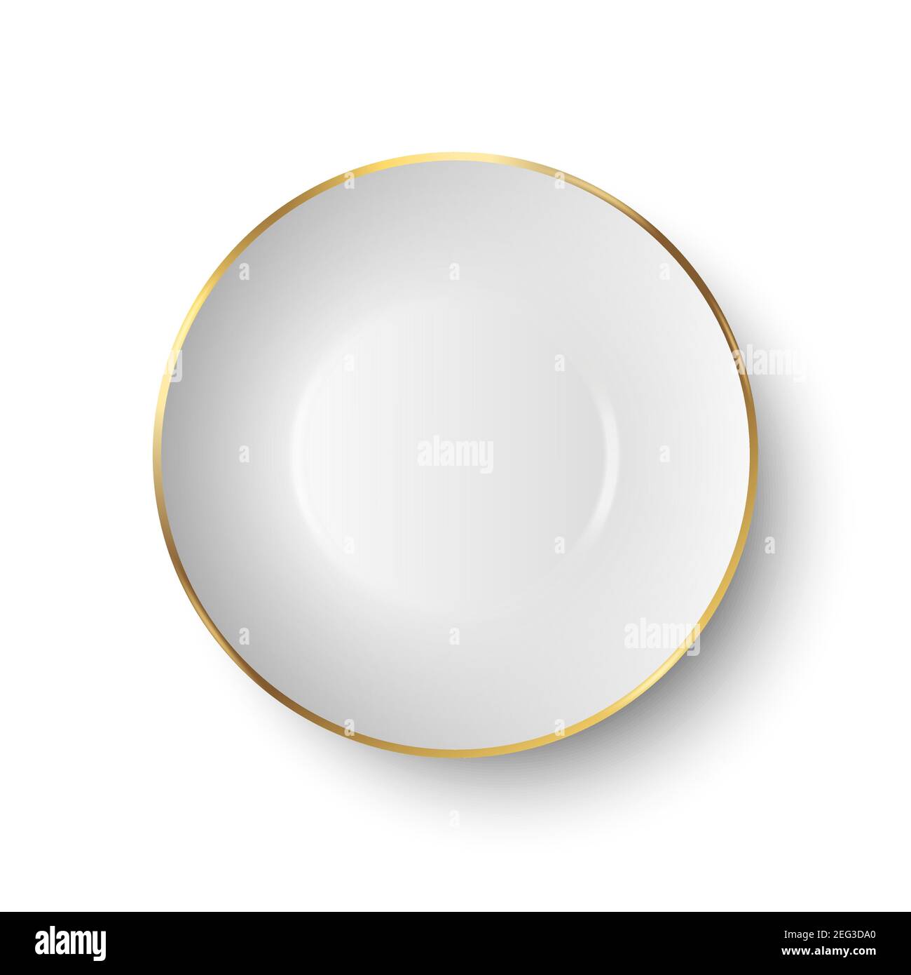 Download Vector 3d Realistic White Empty Porcelain Ceramic Plate With Golden Border Icon Closeup Isolated On White Background Design Template For Mockup Stock Vector Image Art Alamy