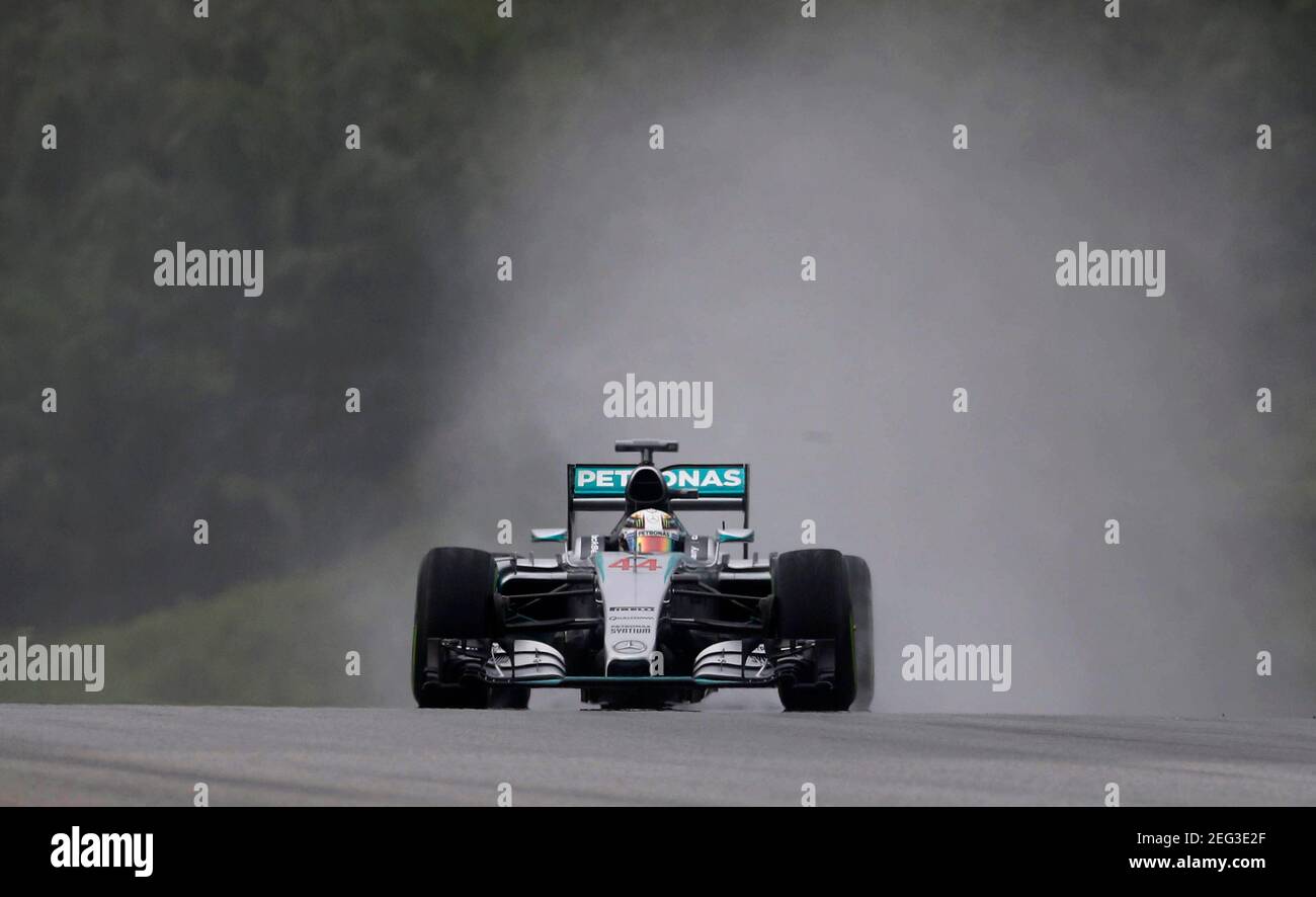 Formula One - F1 - Malaysian Grand Prix 2015 - Sepang International Circuit, Kuala Lumpur, Malaysia - 28/3/15  Mercedes' Lewis Hamilton in action during qualifying  Reuters / Olivia Harris  Livepic Stock Photo