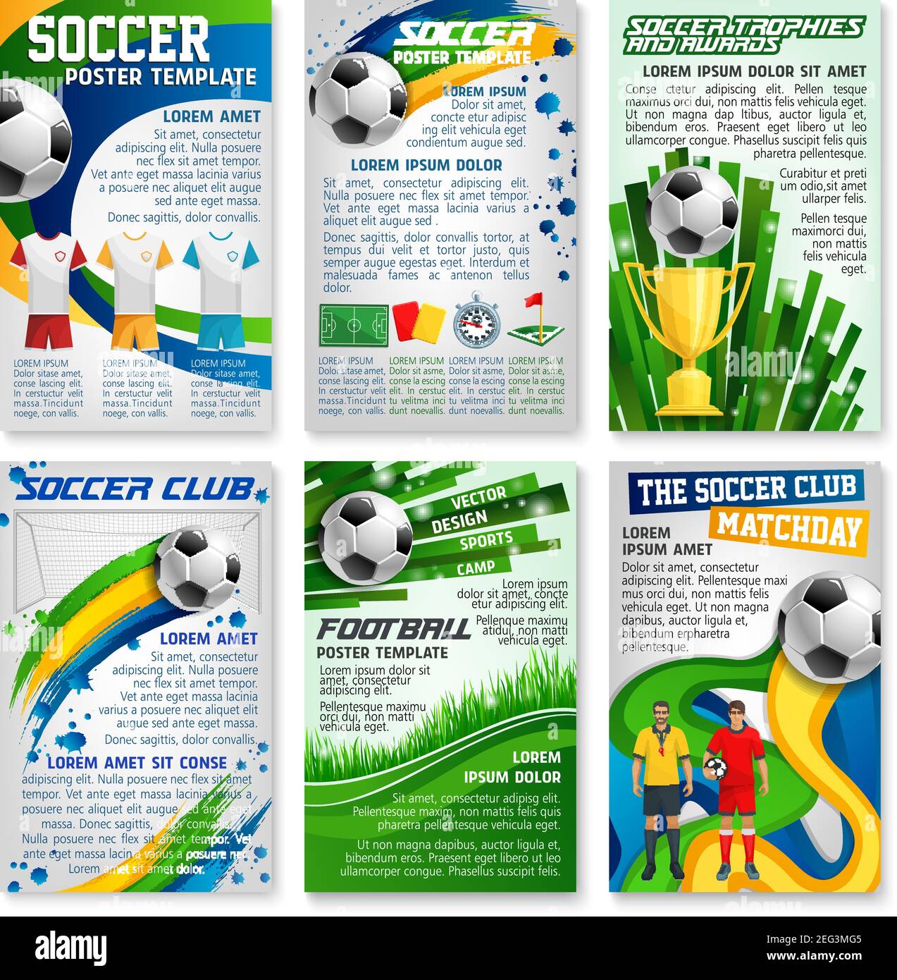 Football game banner set  of soccer sport club template. Football Inside Soccer Referee Game Card  Template