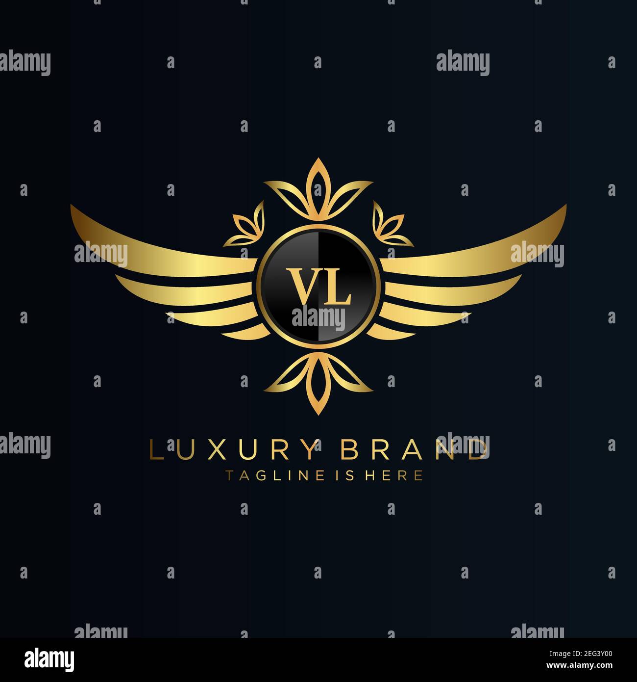 VL Letter Initial with Royal Template.elegant with crown logo
