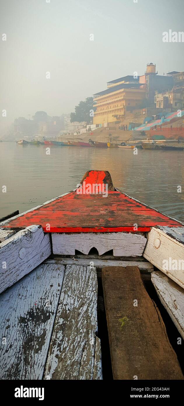 A view of river ganges and Varanasi Stock Photo
