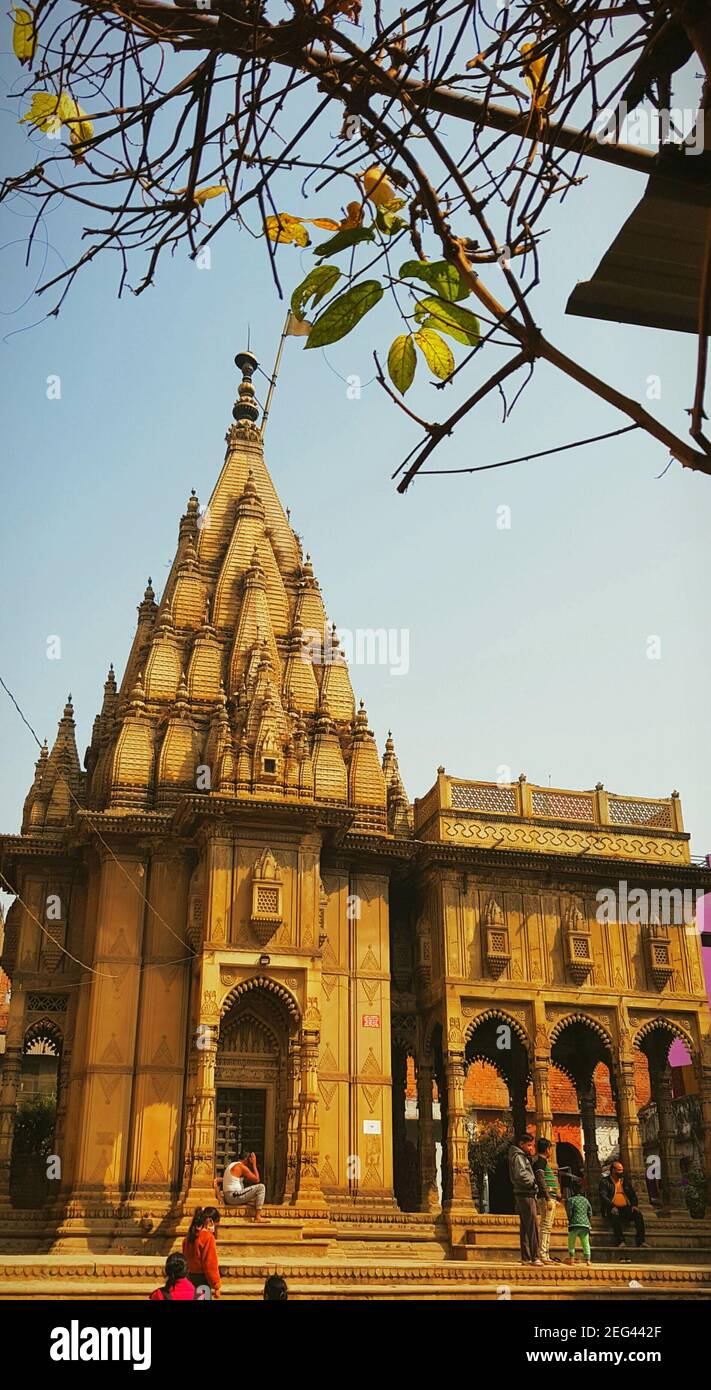 Beautifully Carved temple situated at Banaras Stock Photo