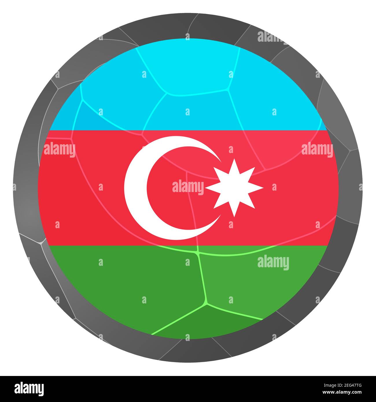 Glass light ball with flag of Azerbaijan. Round sphere, template icon