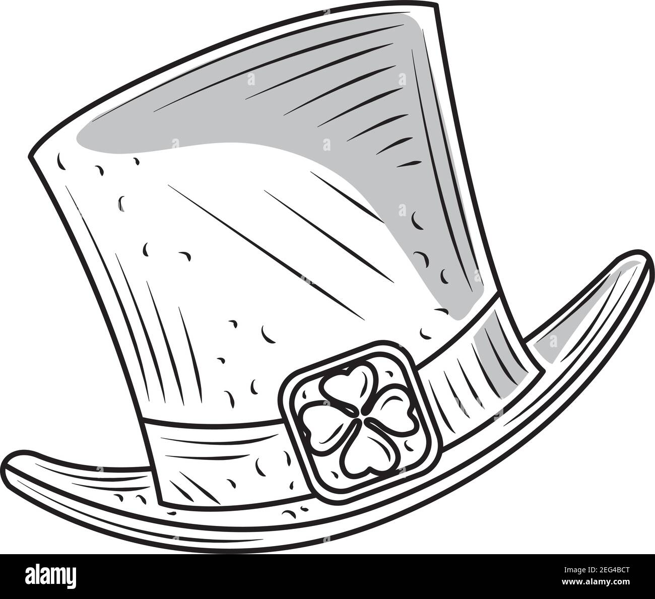 happy st patricks day hat with clover icon sketch isolated vector ...