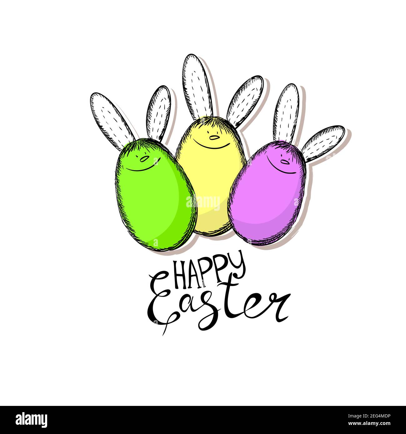Happy Easter rabbits from eggs. Vector illustration Stock Vector