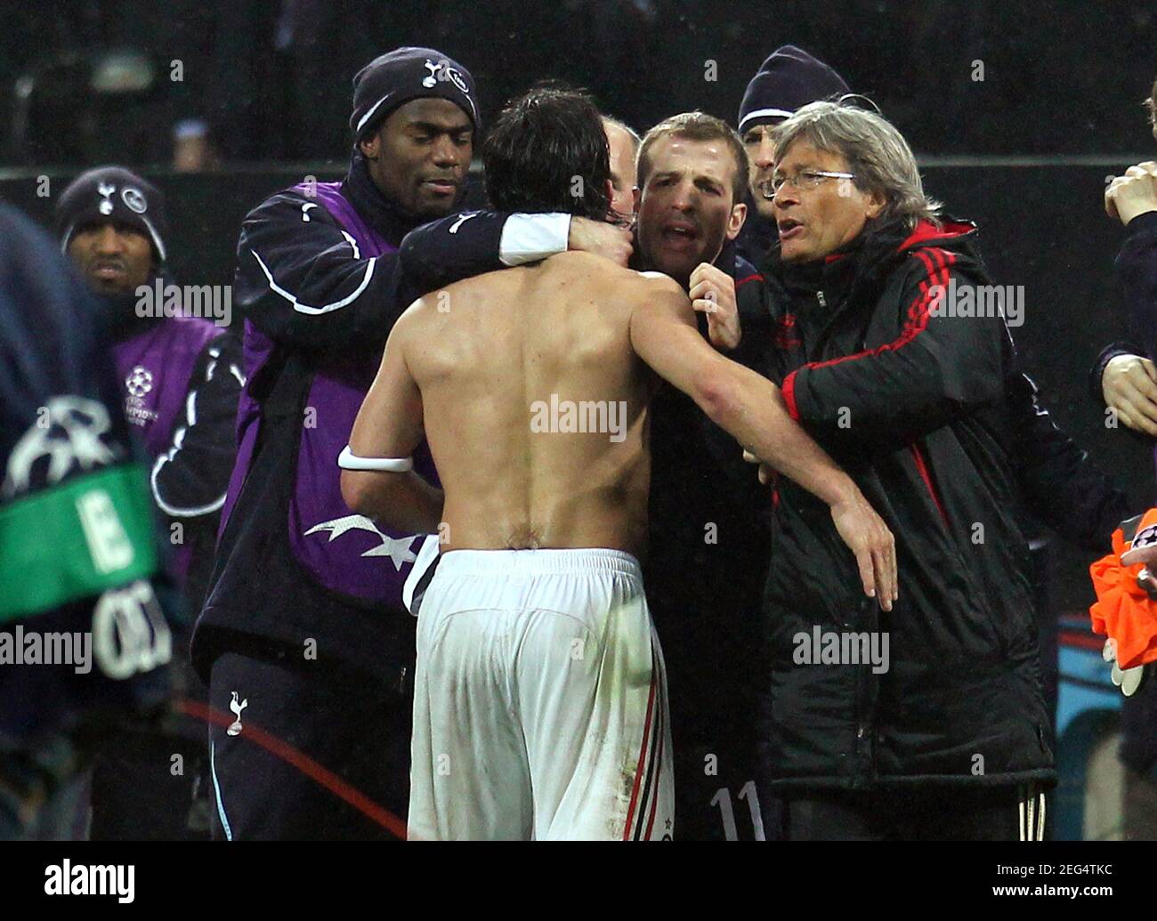 Football Ac Milan V Tottenham Hotspur Uefa Champions League Second Round First Leg San Siro Stadium Milan Italy 10 11 15 2 11 Ac Milan S Gennaro Gattuso C Is Held Back